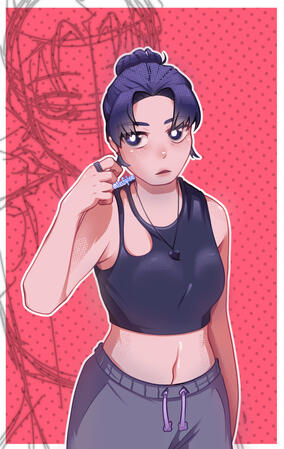 Self-portrait with a hairstyle I like (and don't have)